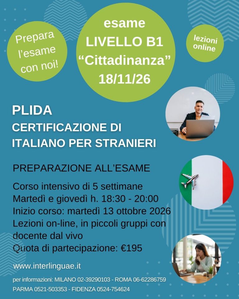 PLIDA Italian exam B1 level